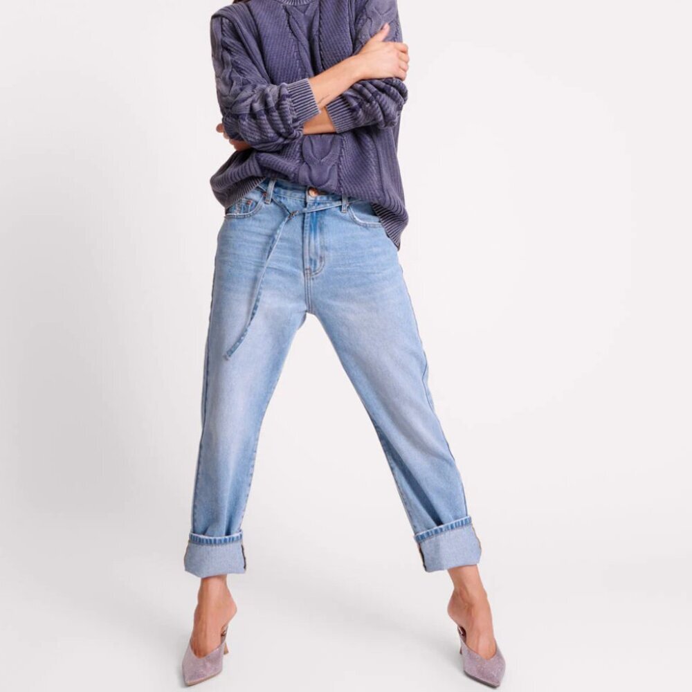 One Teaspoon Low Waist Boyfriend Denim Jeans | Relaxed Fit | Mid Light Blue Wash